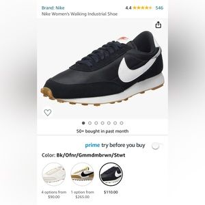 Women’s Nike Daybreak Sneaker, size 7.5, Black, New in Box,